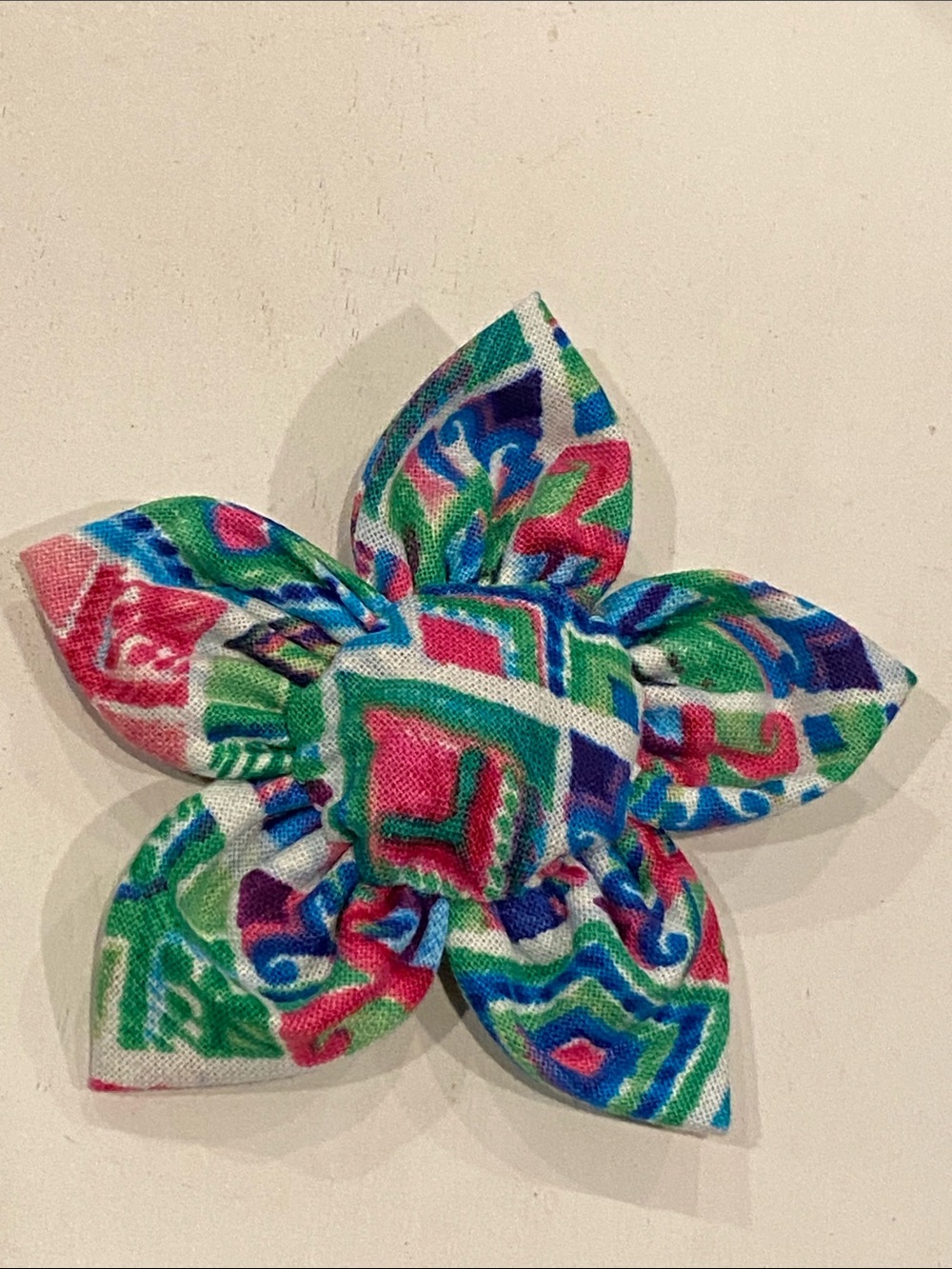 Pet Collar Flower in Green & Pink